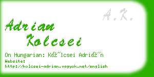 adrian kolcsei business card